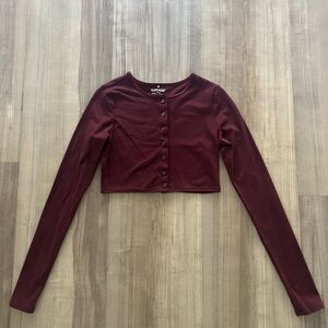 Garage SoftActive maroon button up long sleeve